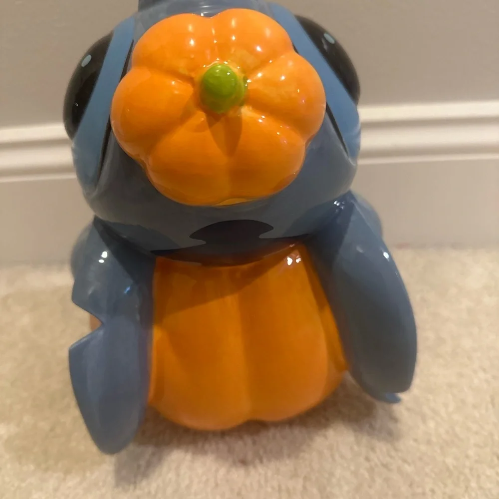 Disney Blue and Orange Stitch Pumpkin Treat Jar Halloween